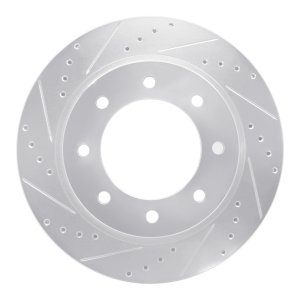 Nissan NV1500 Brake Rotor (1) - Front Left - R1 Concepts - Drilled & Slotted - Silver - `12-`21